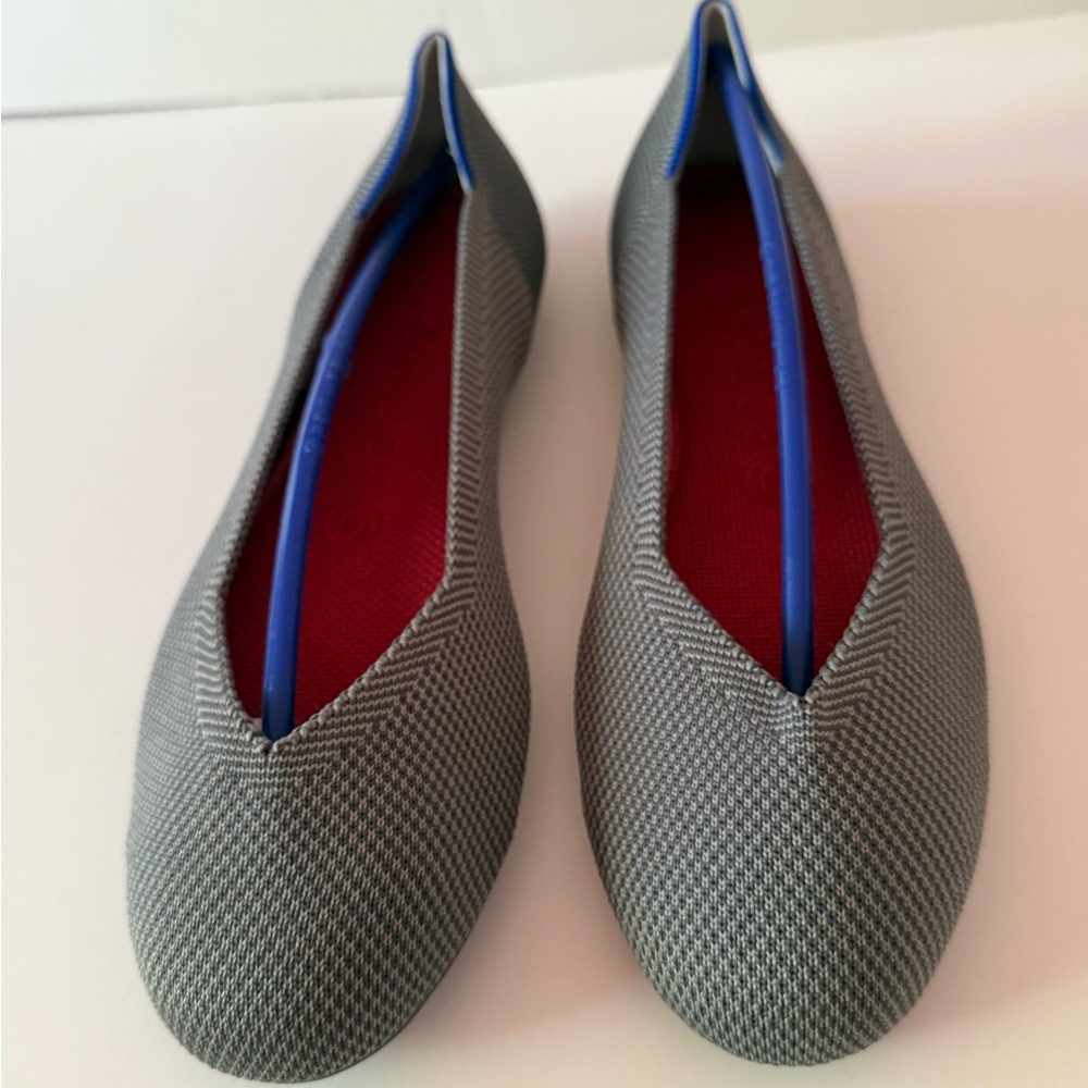 Rothy's Charcoal Textured Ballet Flats with Red Insole New Women’s 8